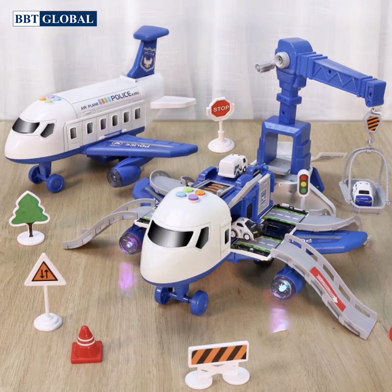 Đồ chơi mô hình máy bay cảnh sát có đèn và nhạc cỡ vừa SJ676C