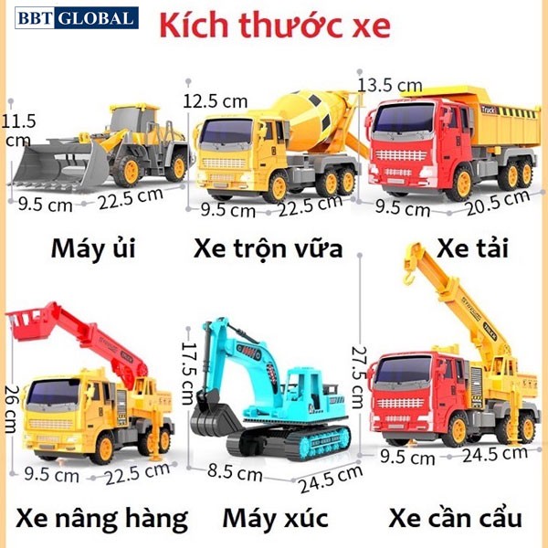 Trọn bộ 6 xe công trình cỡ lớn cho bé 1299-1
