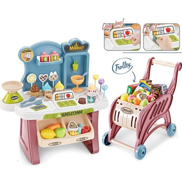 Quầy bán bánh ngọt và xe đẩy siêu thị cho bé 668-82