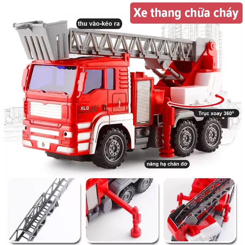 Trọn bộ 6 xe cứu hỏa cỡ lớn cho bé XLQ-6X