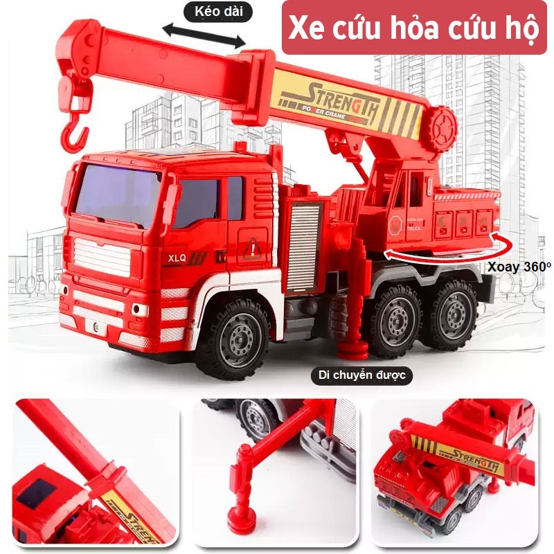 Trọn bộ 6 xe cứu hỏa cỡ lớn cho bé XLQ-6X