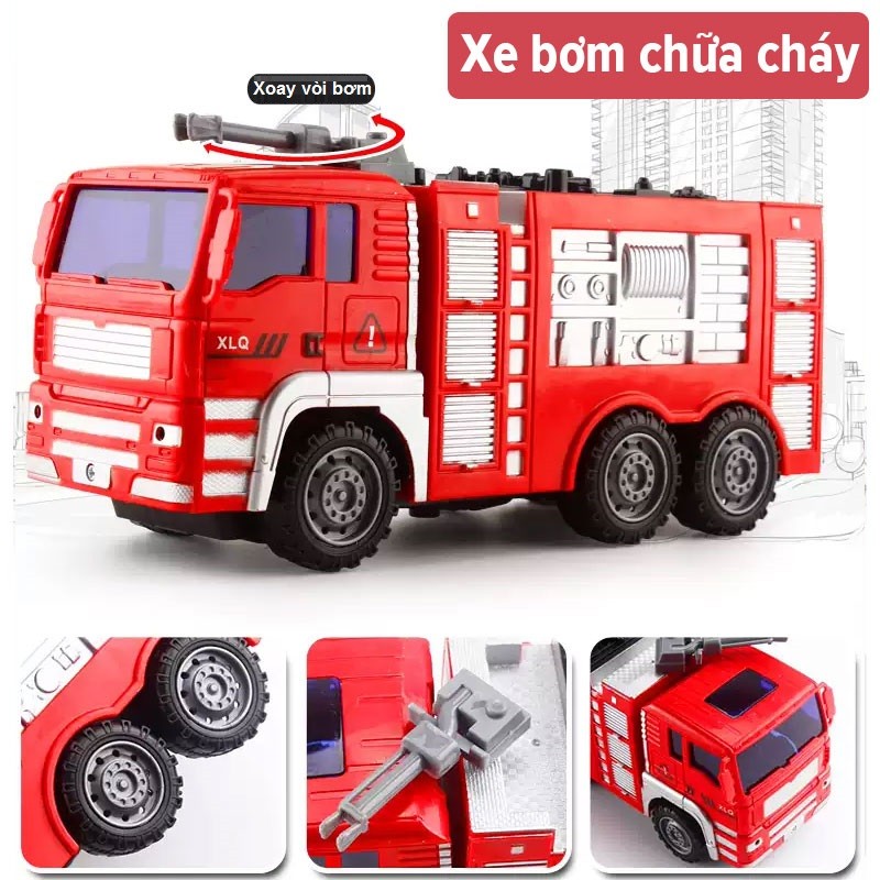 Trọn bộ 6 xe cứu hỏa cỡ lớn cho bé XLQ-6X
