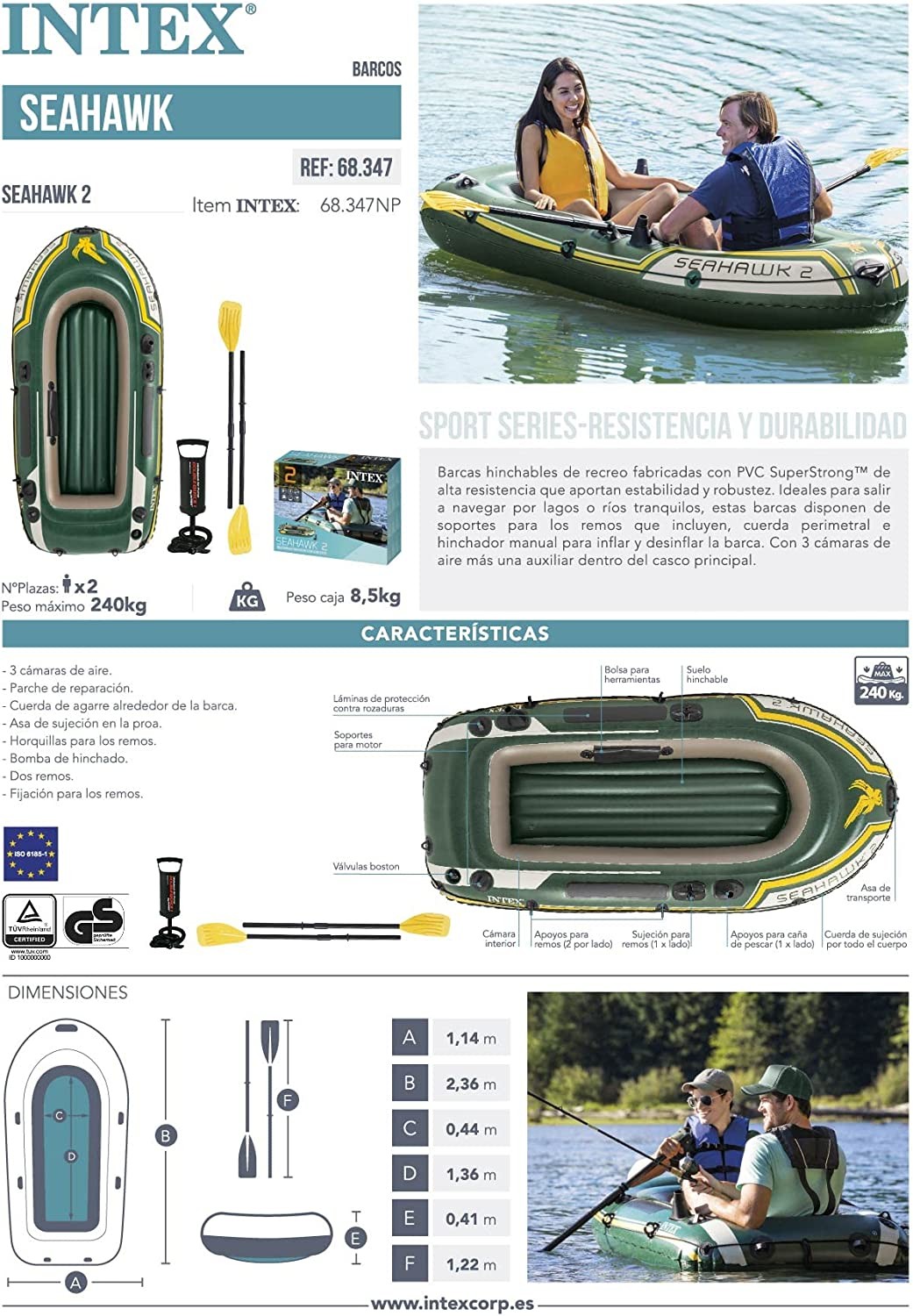 Thuyền bơm hơi INTEX 68347 - Thuyền Seahawk 2 người