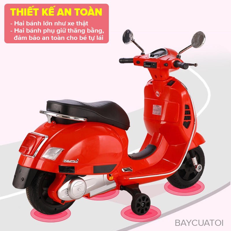 Xe máy điện trẻ em Vespa cỡ lớn nhất cho bé BBT-6116