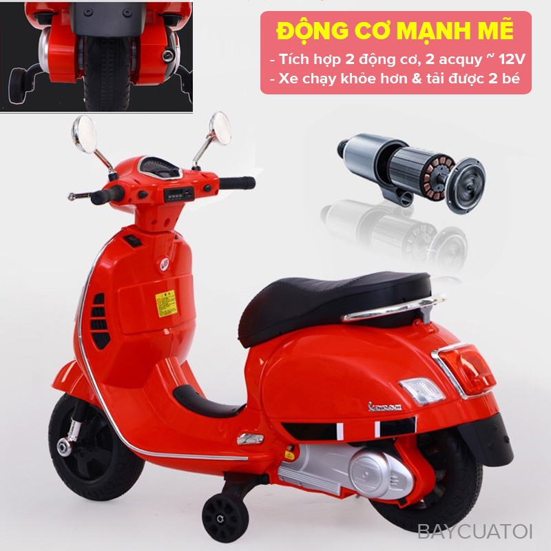 Xe máy điện trẻ em Vespa cỡ lớn nhất cho bé BBT-6116