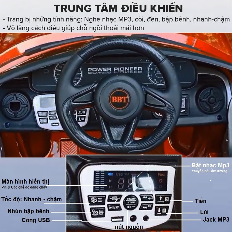 Ô tô điện trẻ em dáng Mercedes BBT Global BBT-8888