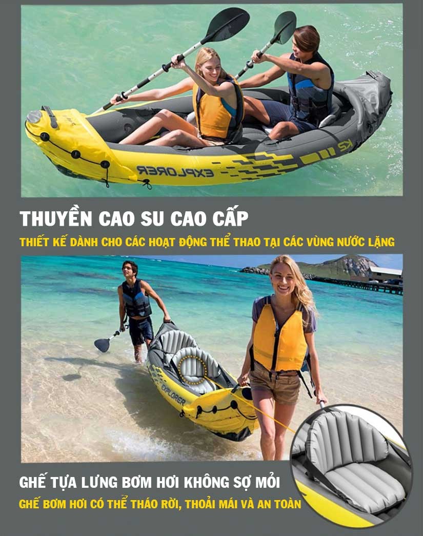 Thuyền kayak bơm hơi EXPLORER 2 người INTEX 68307
