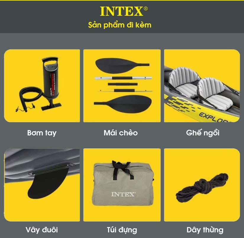 Thuyền kayak bơm hơi EXPLORER 2 người INTEX 68307