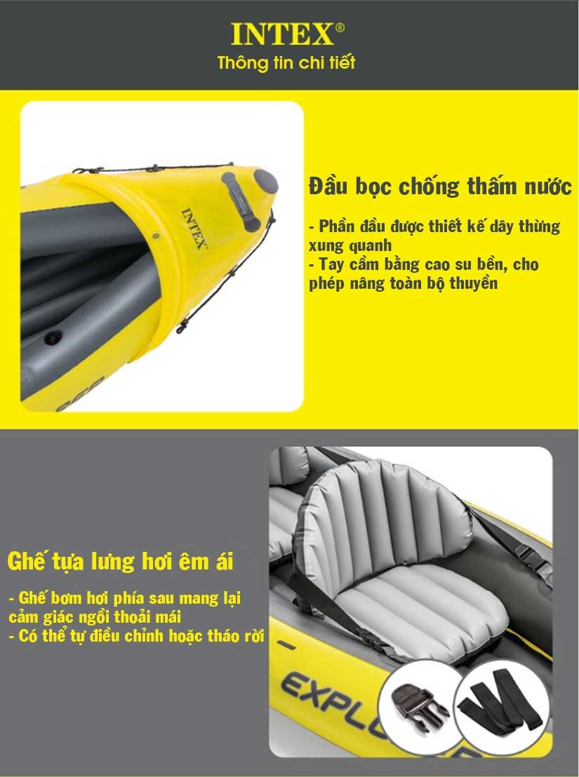 Thuyền kayak bơm hơi EXPLORER 2 người INTEX 68307