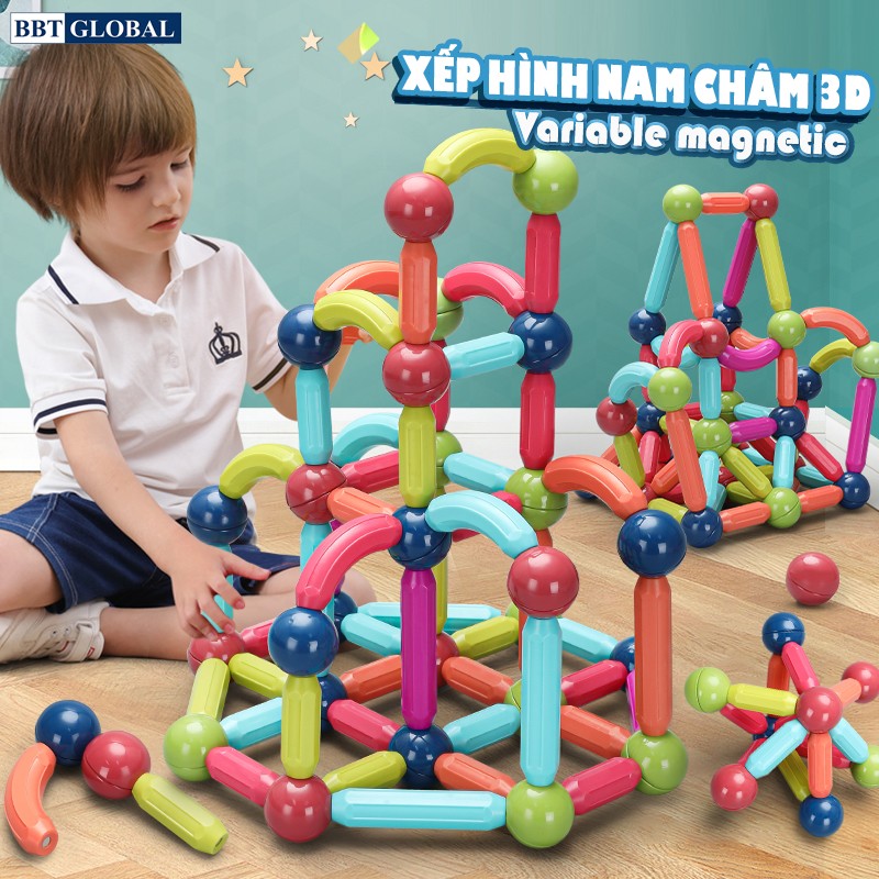 Đồ chơi xếp hình nam châm thông minh 64 chi tiết CLB-4