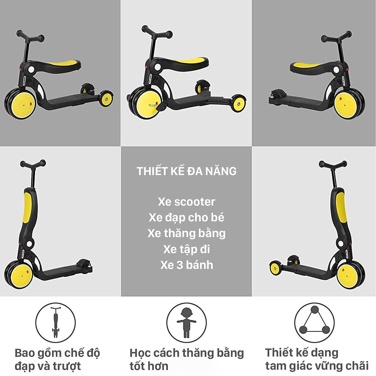 Xe trượt scooter đa năng 5 trong 1 cho bé BBT GLOBAL SK1310