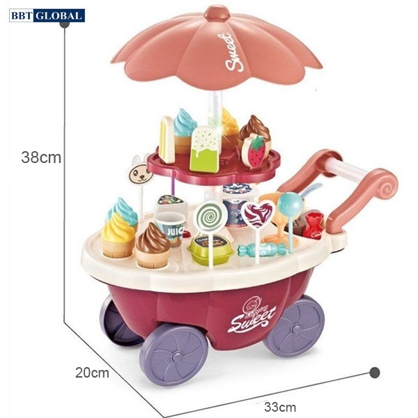 Đồ chơi xe đẩy bán kem cỡ lớn có đèn và nhạc 668-88