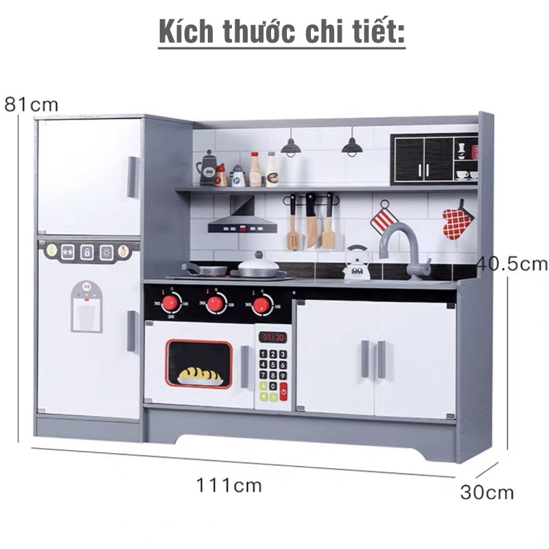 Đồ chơi nấu ăn gỗ cao cấp có đèn và âm thanh MSN22006