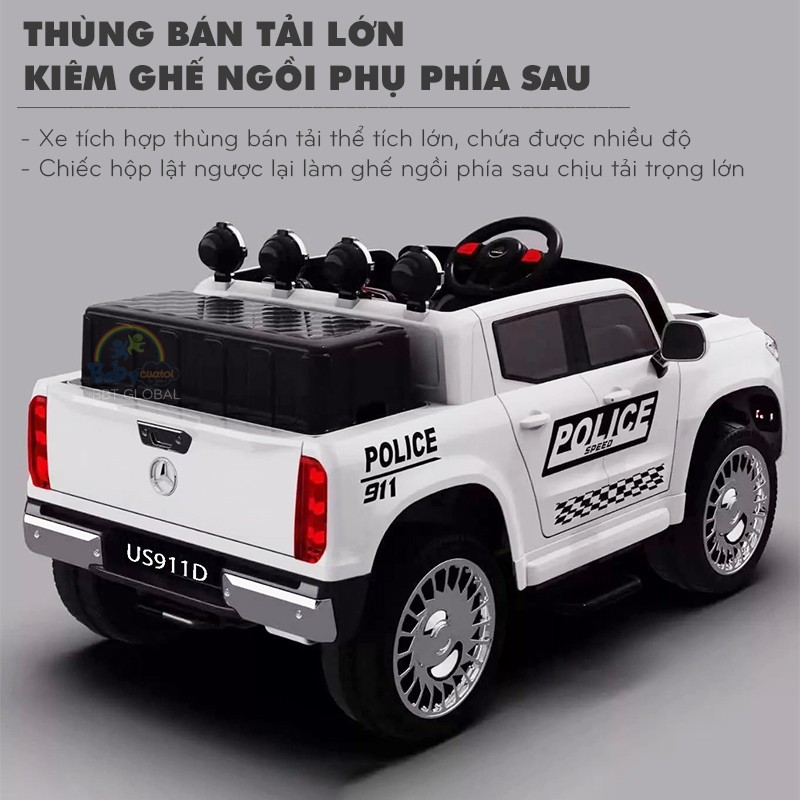 Xe ô tô điện cảnh sát cho bé cỡ lớn nhất US911D (hàng loại 1)