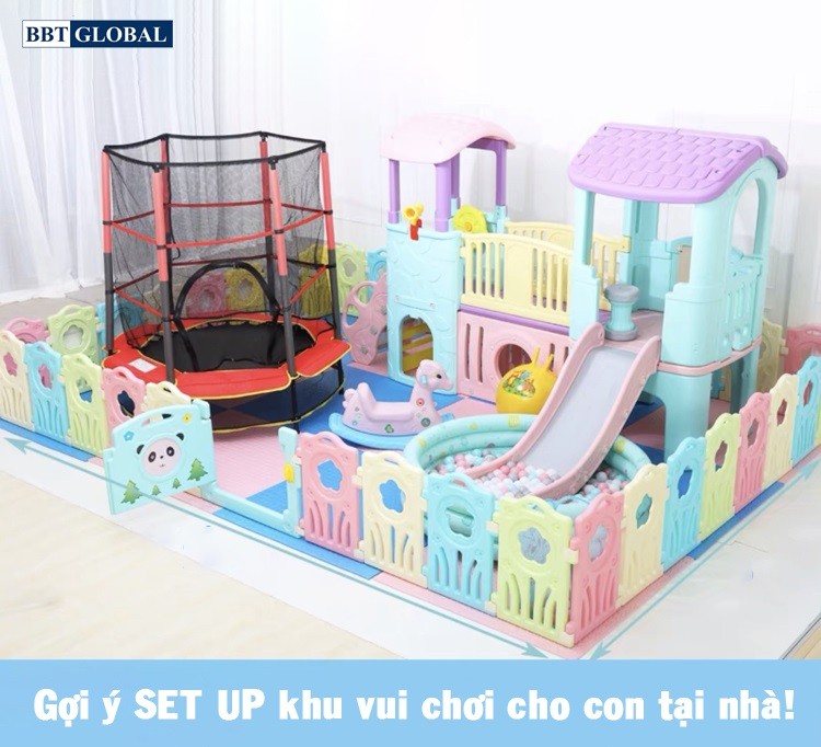 Nhà chơi liên hoàn cầu trượt cho bé BBT Global ZK1058