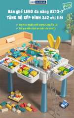 Bộ bàn kèm ghế Lego đa năng cỡ lớn tặng kèm bộ xếp hình 342 chi tiết A213-7