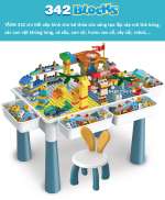 Bộ bàn kèm ghế Lego đa năng cỡ lớn tặng kèm bộ xếp hình 342 chi tiết A213-7