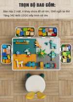 Bộ bàn kèm ghế Lego đa năng cỡ lớn tặng kèm bộ xếp hình 342 chi tiết A213-7