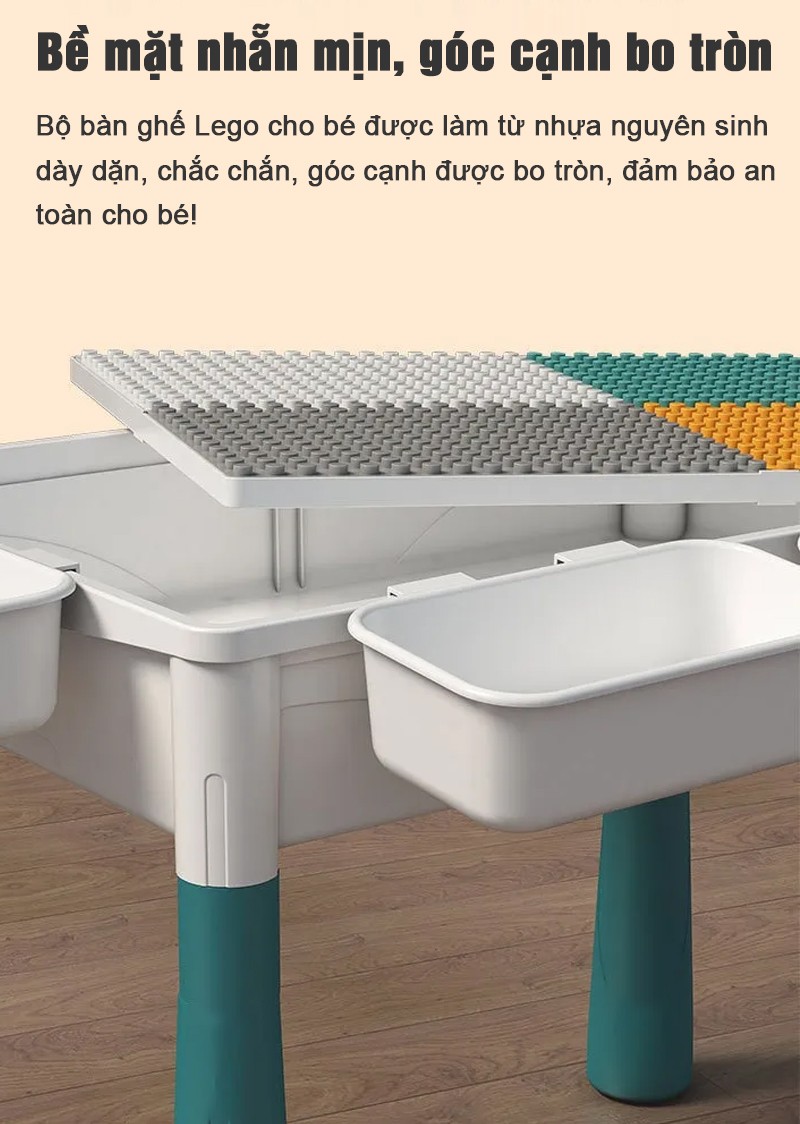 Bộ bàn kèm ghế Lego đa năng cỡ lớn tặng kèm bộ xếp hình 342 chi tiết A213-7