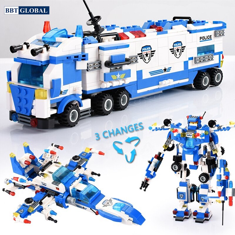 Đồ chơi xếp hình siêu nhân, Robot, xe cảnh sát 8in1 825 chi tiết LX.A320