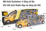 Xe mô hình container 4 tầng 21 chi tiết chở xe con kim loại và thảm chơi cho bé LA-015A