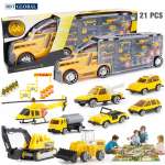 Xe mô hình container 4 tầng 21 chi tiết chở xe con kim loại và thảm chơi cho bé LA-015A