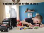Xe mô hình container 4 tầng 16 chi tiết chở xe con kim loại, xe tải và thảm chơi cho bé LA-019
