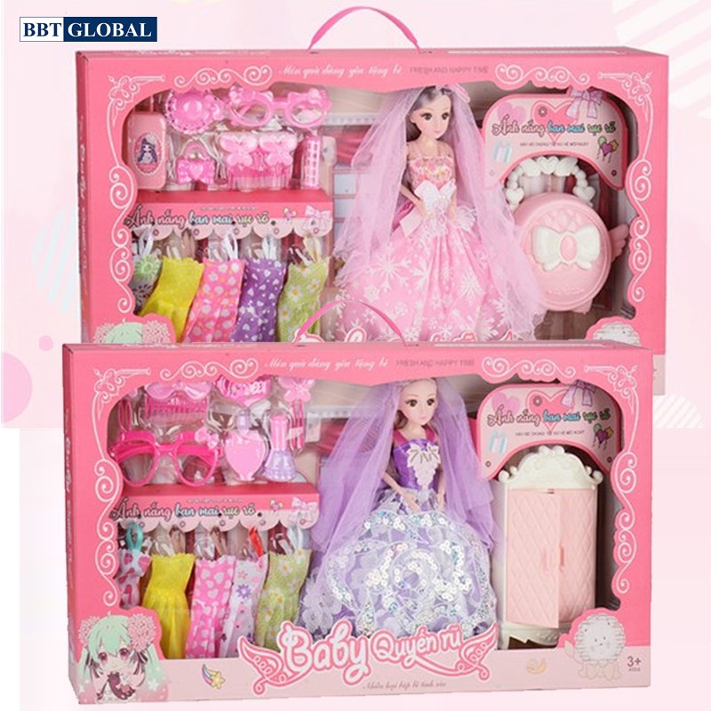 Búp bê thời trang thay đồ váy cưới cỡ lớn hộp dài 62cm W6604C