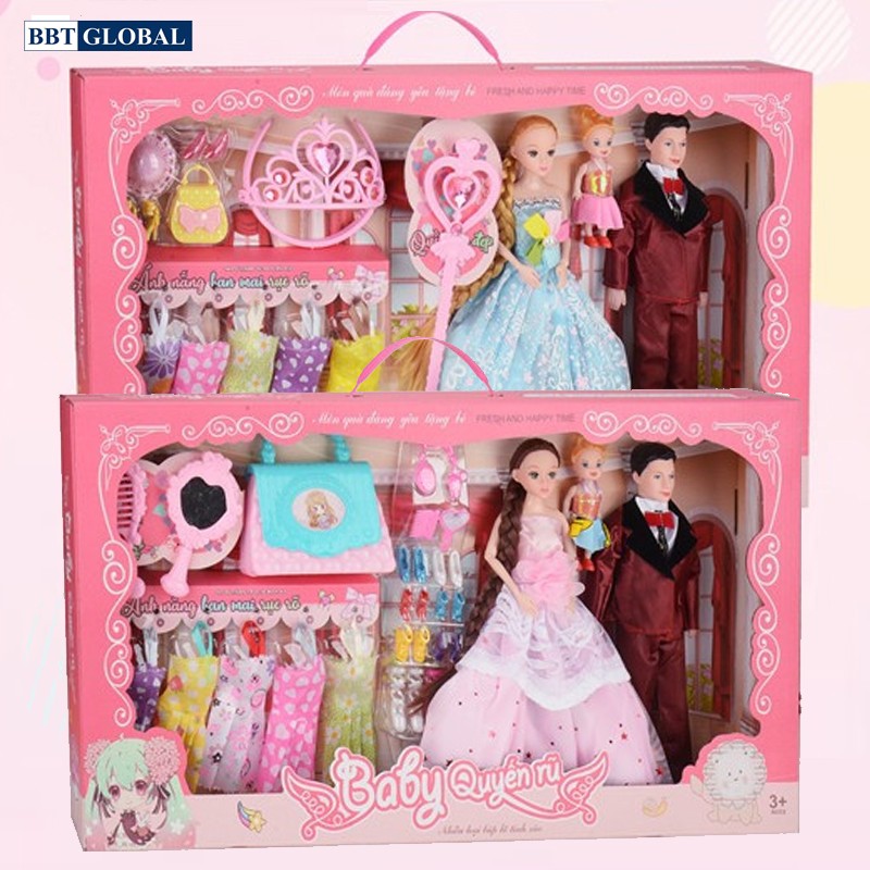 Búp bê thời trang thay đồ cỡ lớn hộp dài 62cm gia đình W6604D