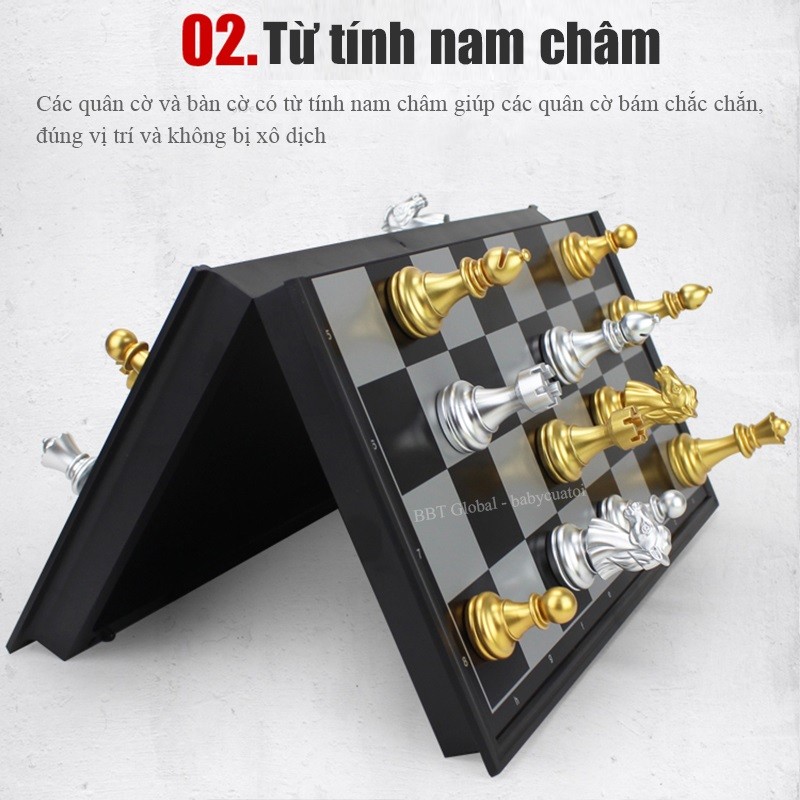 Bộ cờ vua mạ vàng bạc cao cấp 36cm BBT Global 4912-A