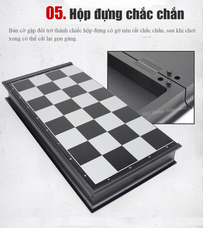 Bộ cờ vua mạ vàng bạc cao cấp 36cm BBT Global 4912-A