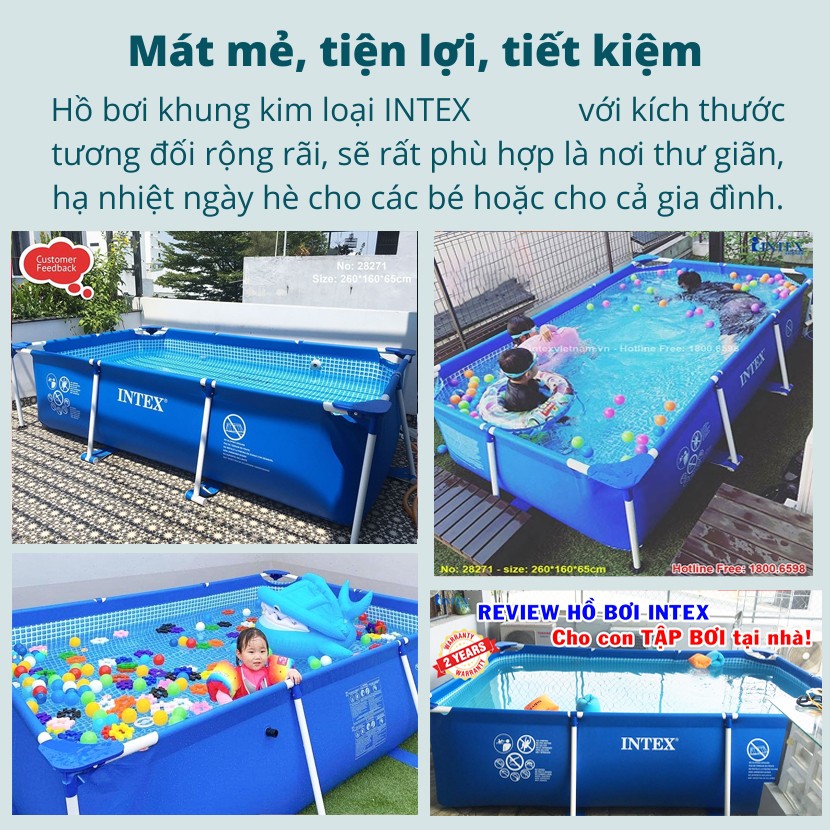 Bể bơi di động khung kim loại 3m*2m INTEX 28272