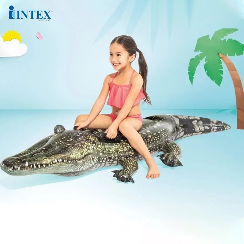 Phao bơi cá sấu to có 2 tay cầm INTEX 57551