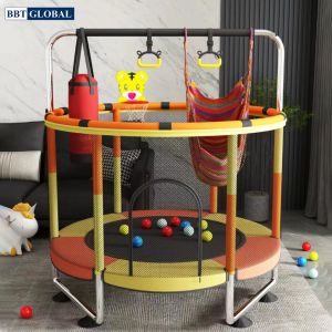 Bạt nhún nhảy Trampoline kết hợp nhà bóng, đu xà đơn, bóng rổ KT213-140