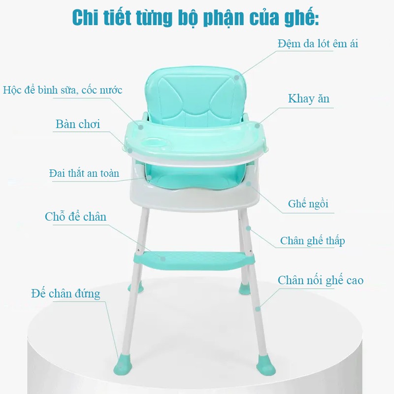 Ghế ăn dặm 4in1 gấp gọn cho bé BBT Global GH07