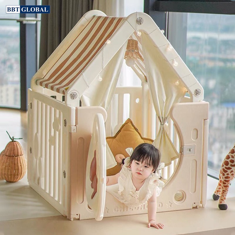 Bộ combo quây cũi nhà nhựa cầu trượt xích đu BBT Global YK05