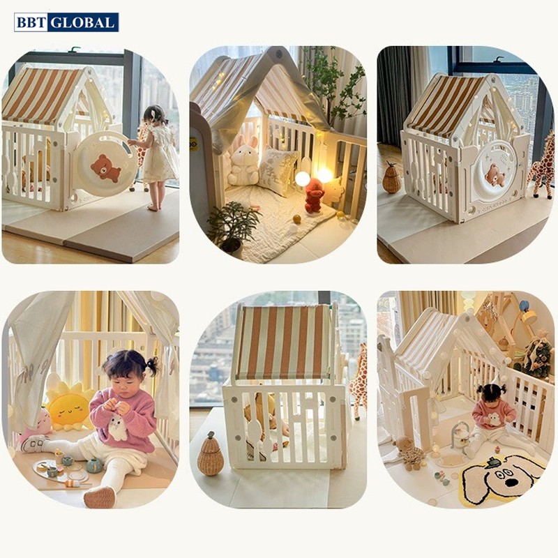 Bộ combo quây cũi nhà nhựa cầu trượt xích đu BBT Global YK05