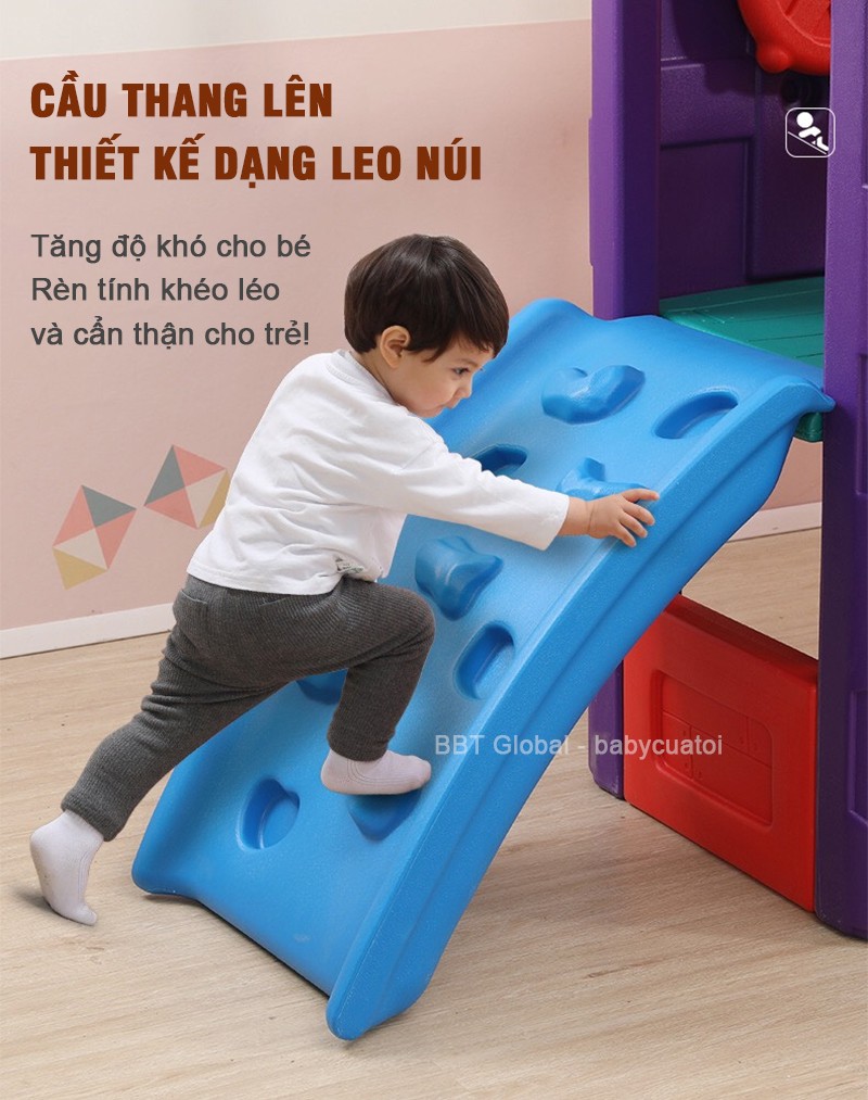Nhà chơi cầu trượt 2 khoang cho bé mẫu B- ZK1056B