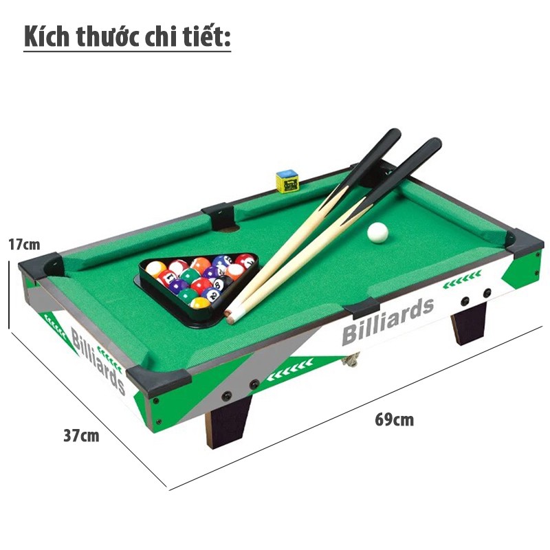Đồ chơi bàn Bida, Bi-a, Bi lắc, Billlard bằng gỗ để bàn cỡ lớn 70cm cho bé 2663