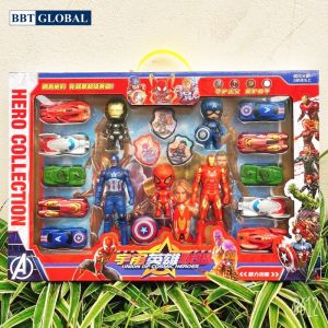 Mô hình Siêu Anh Hùng Marvel 5 nhân vật và 10 siêu xe 915-208
