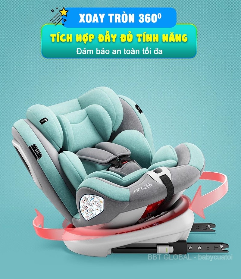 Ghế ngồi ô tô cho bé xoay 360 độ, an toàn cho trẻ sơ sinh GX303 Be