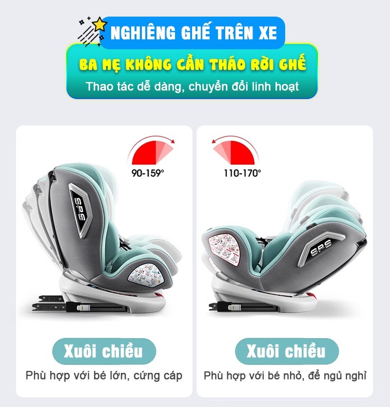 Ghế ngồi ô tô cho bé xoay 360 độ, an toàn cho trẻ sơ sinh GX303
