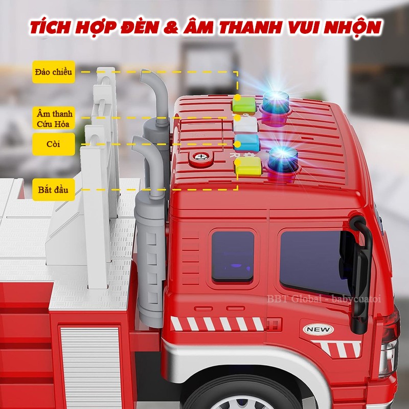Mô hình xe cứu hỏa thang dài cỡ lớn có đèn và nhạc WY350B