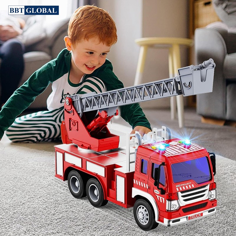 Mô hình xe cứu hỏa thang dài cỡ lớn có đèn và nhạc WY350B