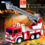 Mô hình xe cứu hỏa thang dài cỡ lớn có đèn và nhạc WY350B