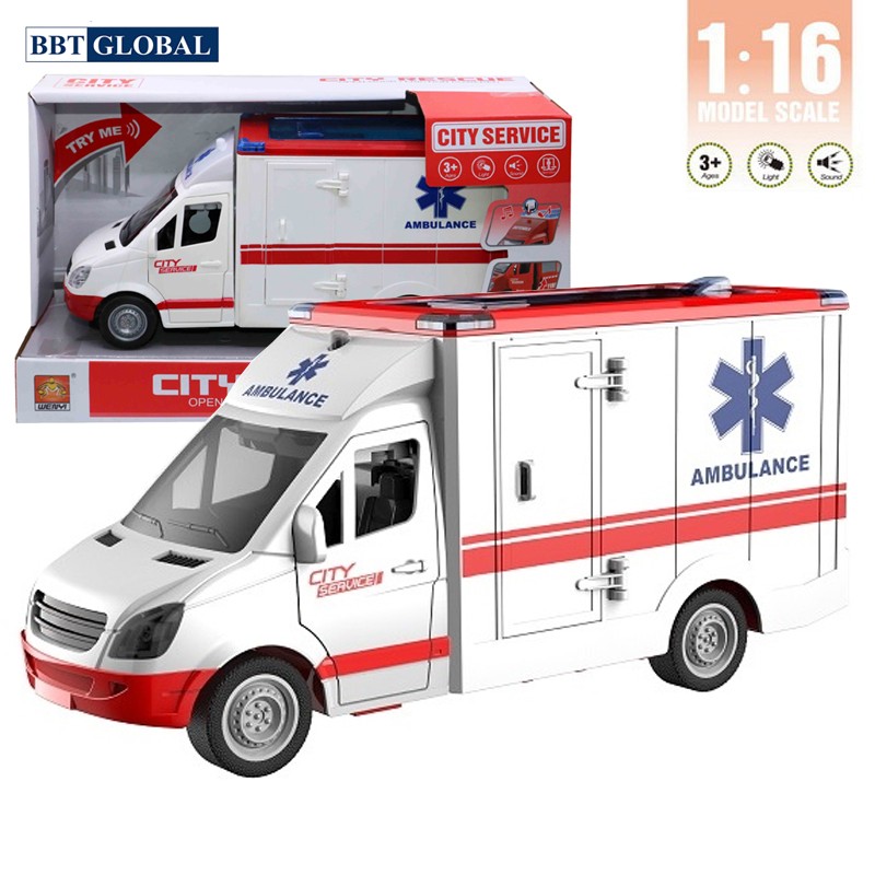 Mô hình xe cứu thương của đội cứu hỏa cỡ lớn có đèn và nhạc WY597