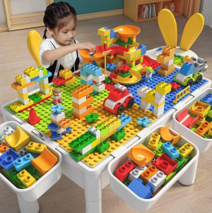 Bộ bàn kèm ghế Lego đa năng cỡ lớn tặng kèm bộ xếp hình 342 chi tiết A213-7