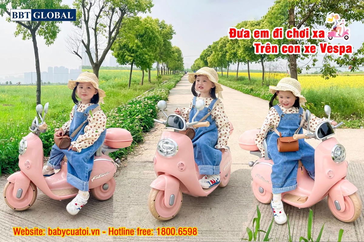 Xe máy điện trẻ em cho bé gái cao cấp BBT-8118B