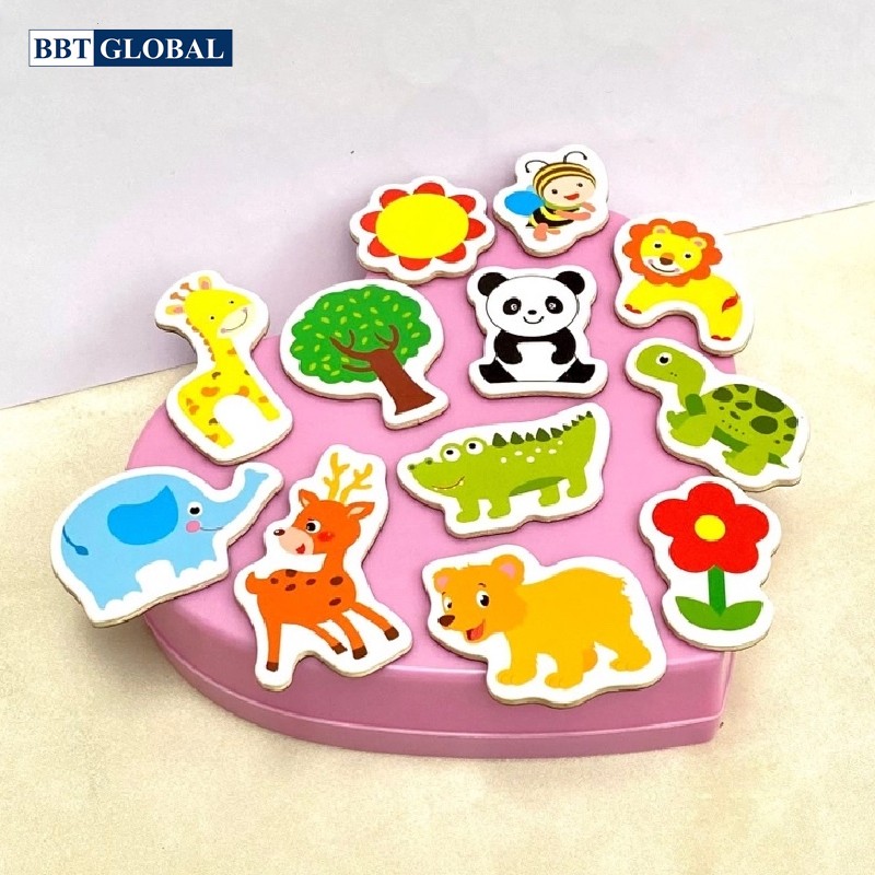 Bộ 12 sticker động vật xinh xắn có nam châm DV12