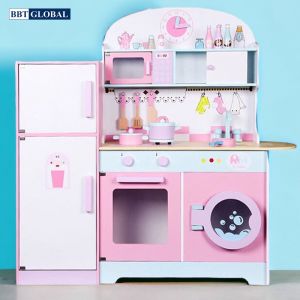 Đồ chơi nấu ăn gỗ cao cấp cỡ lớn có tủ lạnh 2 ngăn MSN18023